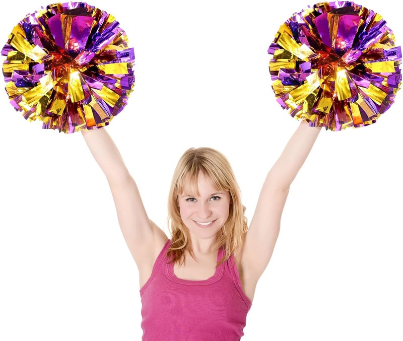 HOLENGS 4Pcs Upgraded 12inch Metallic Cheerleading Pom Poms, Cheerleader Pompoms Cheer Poms for Kids Adults, Cheering Squad Pompoms for School Sports Games Dance Party - Image 5